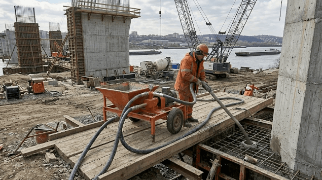 Kenrich grout pump delivering consistent grout flow during construction work